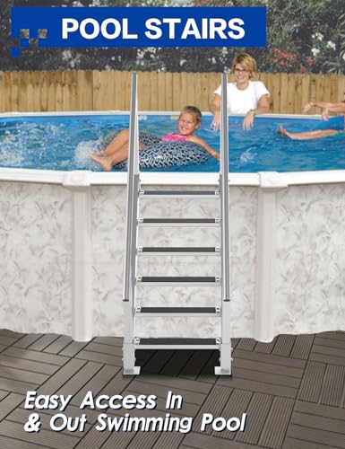 6 steps aluminium dock steps stairs, Height adjustable dock stairs with handrails, Dock steps into water for boats, lake & pool(450LBs loading) - Thumbnail 7