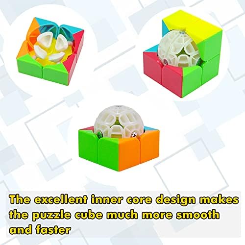 SISYS Speed Cube 2x2x2 Magic Cube, Stickerless 3d Puzzle Cube 2 by 2 Brain Teasers Speedcube Toy for Boys Girls Kids Adults