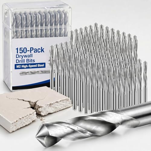 Tondiamo 150 Pcs Drywall Router Bits 1/8' Rotor Drywall Drill Bits High Speed Steel Spiral Guide Point Cutting Diameter Router Rotary Tool