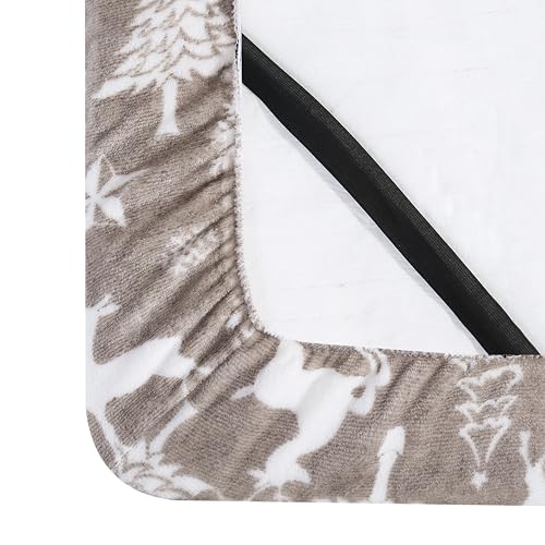 Elegant Comfort Luxuriously Soft 4-Piece Holiday Velvet Plush Flannel Sheet Set - Premium Quality - Cozy Warm, Christmas Fuzzy Velvet Flannel Fleece Deep Pocket Sheet Set - Twin, Silver Reindeer