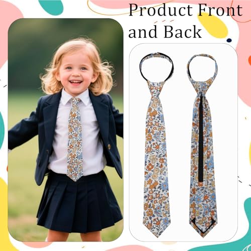 Cotton Floral Ties for Boys, Adjustable Zipper Kids Tie Pre-tied Boys Tie for Graduation School Uniform Casual4