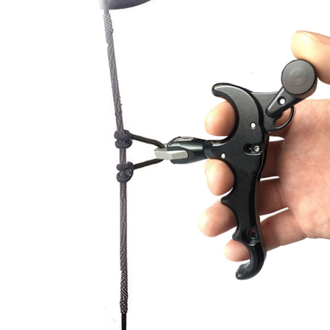 Aiuta a rilasciare l'arco con la corda per il pollice D, regolabile con 4 dita, girevole a 360 gradi, per tiro con l'arco