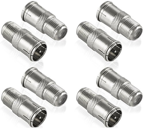 Poppstar - 8x SAT F-Quickstecker (Coax quick connector: F-socket to F-plug), silver
