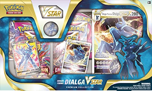 Image of Pokemon TCG: Origin Forme Dialga VSTAR Premium Collection (2 Etched Foil Promo Cards, 1 Foil Oversize Card & 5 Booster Packs)