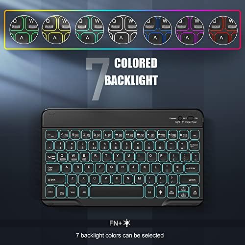 Tisoutec Bluetooth Keyboard, Ultra Light & Slim Portable Wireless Tablet Keyboards Compatible with Windows/Android/iOS, Backlit Keyboard for iPad, iPad Pro, iPad Air, Samsung, Mac, Macbook, Black