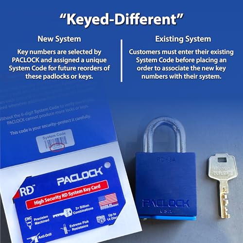 Image of PACLOCK's 1-Series Padlock, High Security Rotating Disc, 2-1 /2 inch Tall Hard. Stainless Steel Shackle, Exclusive Key Number, Keyed Differently w / 1 Key, Blue