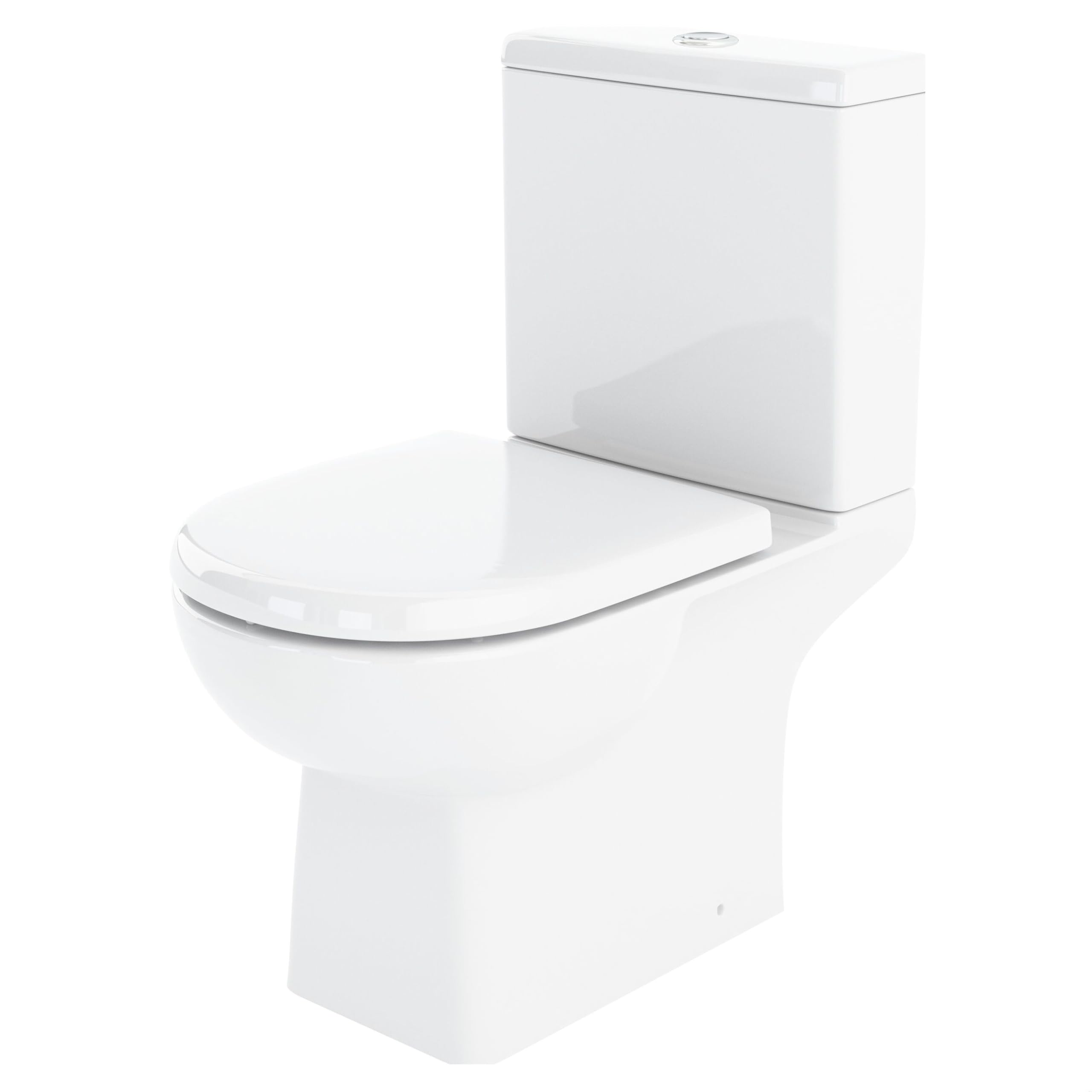 Balterley White Close Coupled Toilet With Cistern, Bathroom Toilet Cistern With D Shape Pan & Dual Flush, Wc Toilets For Bathrooms & Cloakroom - 410Mm X 670Mm X 810Mm (White)