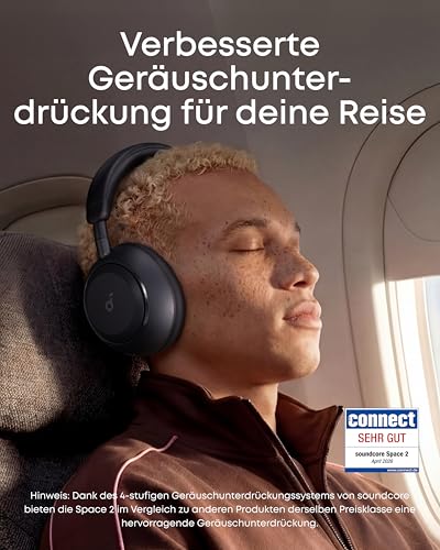 Image of Soundcore Space 2 by Anker, Active Noise Cancelling Headphones with Protective Case, Comfortable Fit, 50H Playtime, LDAC Hi-Res Wireless Audio, Dual Connection, Clear Calls, Bluetooth 6.1, Nap Mode