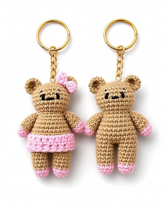 Image of Handmade Crochet Keychain Combo for Girls Women Cute Aesthetic Sunflower Strawberry Watermelon Daisy Knitted Keychain Bag Charm Purse Charm Car Key Ring Backpack Accessories Gift