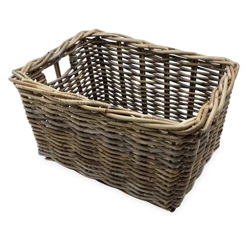 Rattan Aufbewahrungkorb rechteckig shabby grau - 44 x 33 cm -...