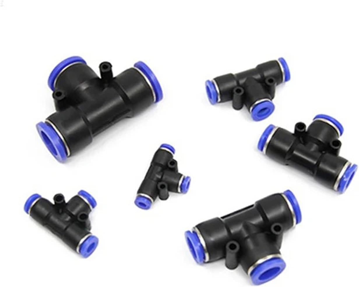 100pcs/50pcs PEG Pneumatic Fitting Reducing Unequ Tee T Type 3-Way Slip Lock Air Pipe 4mm 6mm 8mm 6mm-8mm 10-6mm Quick Push Into(PEG 10-8-10)