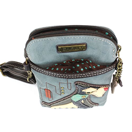 Image of CHALA Dog Collection Cell Phone Crossbody Purse-Women PU Leather /Canvas Multicolor Handbag with Adjustable Strap