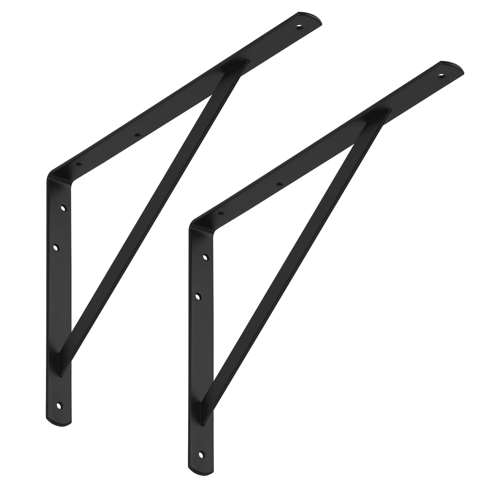 SOTECH 8er Set Regalkonsolen (400 x 275 x 30 mm, schwarz, pulverbeschichtet), Wandkonsolen mit Querstrebe zur Stabilisierung