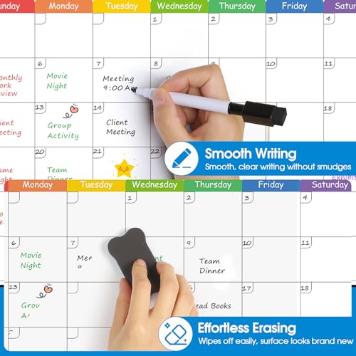 MaxGear 4 Pack Magnetic Fridge Calendar Set, 15\" x 11.5\" Dry Erase Whiteboard Calendar for Refrigerator, Includes Monthly, Weekly, List and Small Board with 5 Markers, 1 Eraser and 5 Magnets