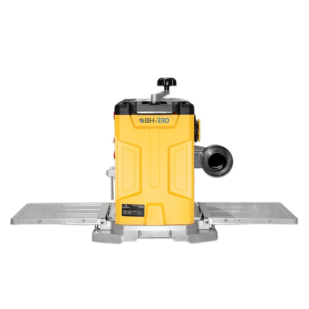 BAMATO Dickenhobelmaschine BH-330 | mit 3 Hobelmessern | 330mm Hobelbreite | neue Messerwelle | 1800 W Motor | 152mm Durchlasshöhe | Klappbare Auf-/Abnahmetische | Dickenhobel Maschine Werkstatt
