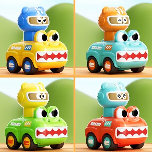 Toddler Toys for 1 2 Year Old Boy Gifts, Press to Go Car Toys for Toddlers 1-3, Baby Animal Racing Cars Toys 12-18 Months, Push Go Friction Car Toys for One Year Old Boy - Image 4