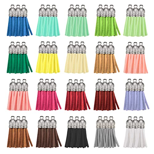 Happer 60 Pieces Leather Tassel Bulk For Keychain Key Rings And Jewelry Making, 20 Colors #TOP20