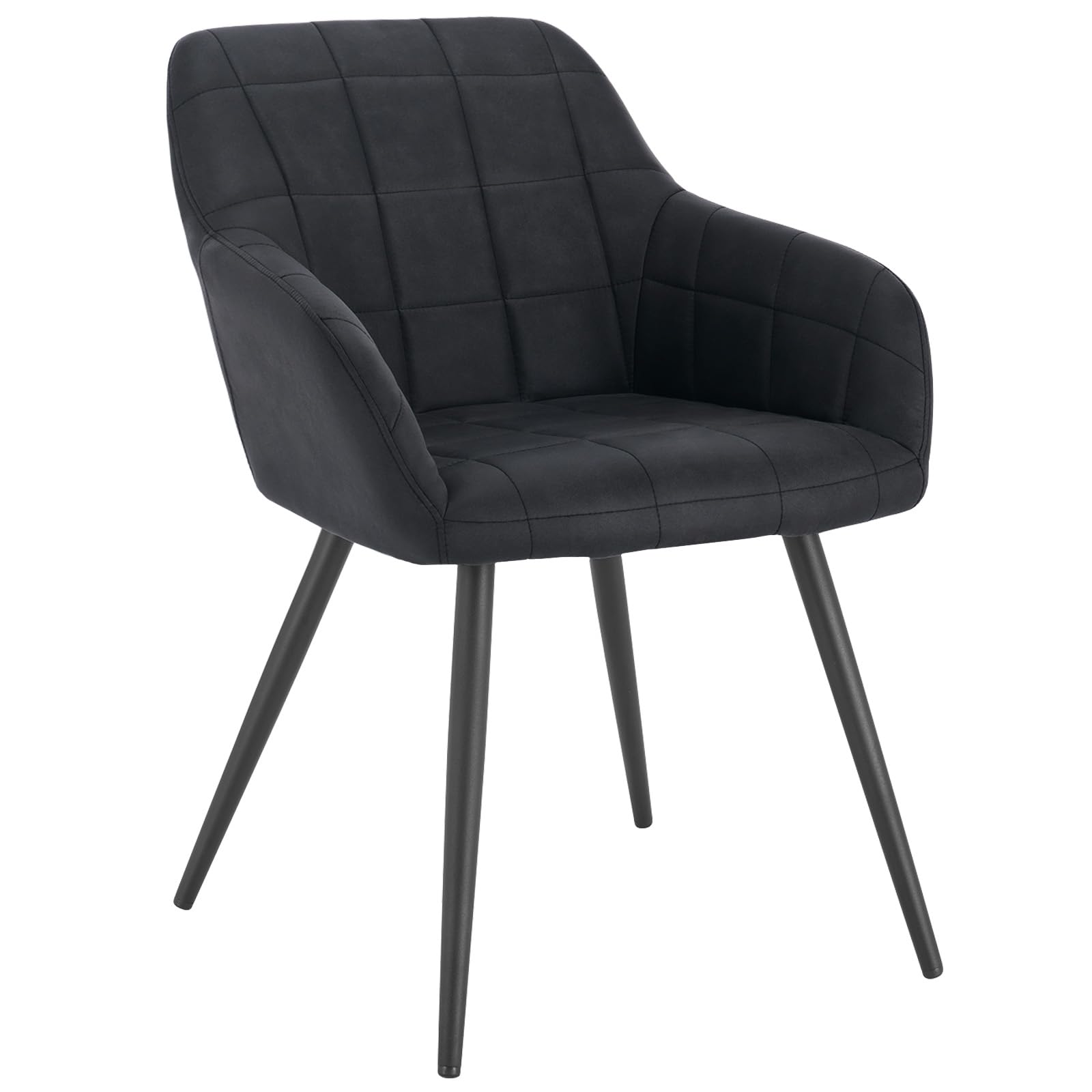 WOLTU Sillas de Comedor,Tela, Antracita | Nordicas Estilo Vintage,Tapizada con Reposabrazos, Estructura de Metal