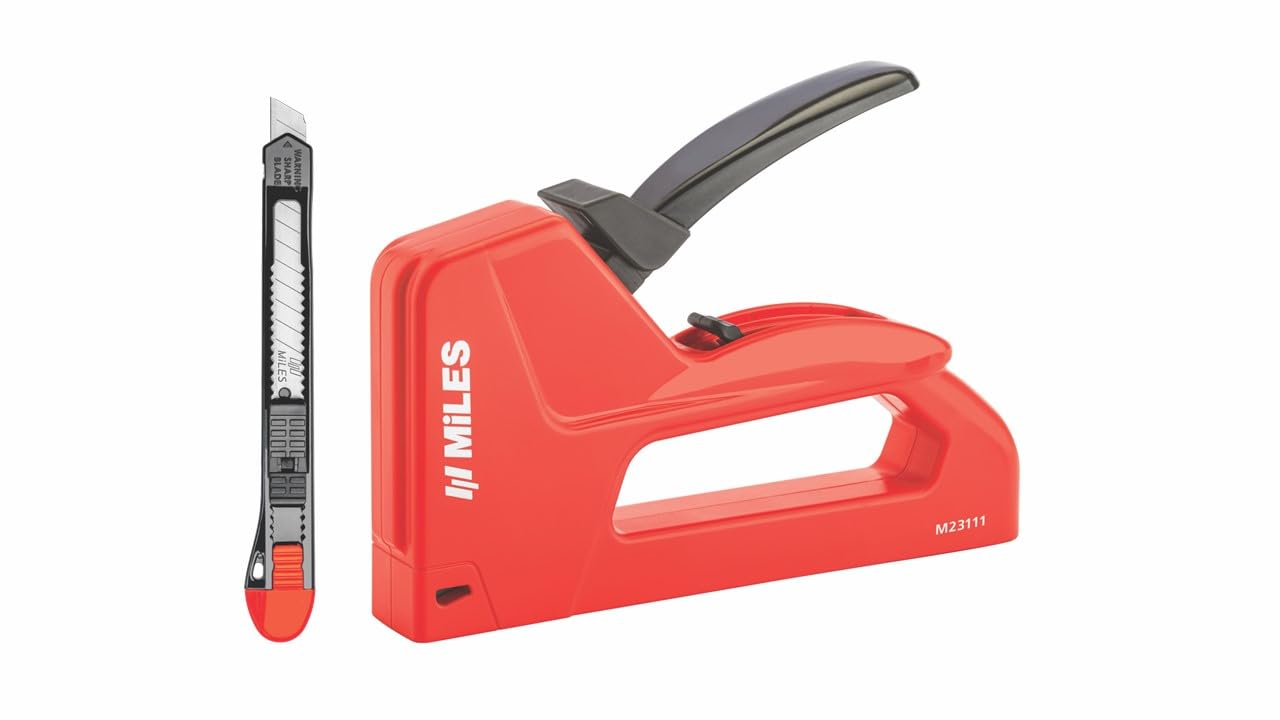 Miles Gun Tacker/Staple Gun M23111 Combo | Stapler Gun for Wood | Textile | Leather | Canvas | Iron Board | Upholstery