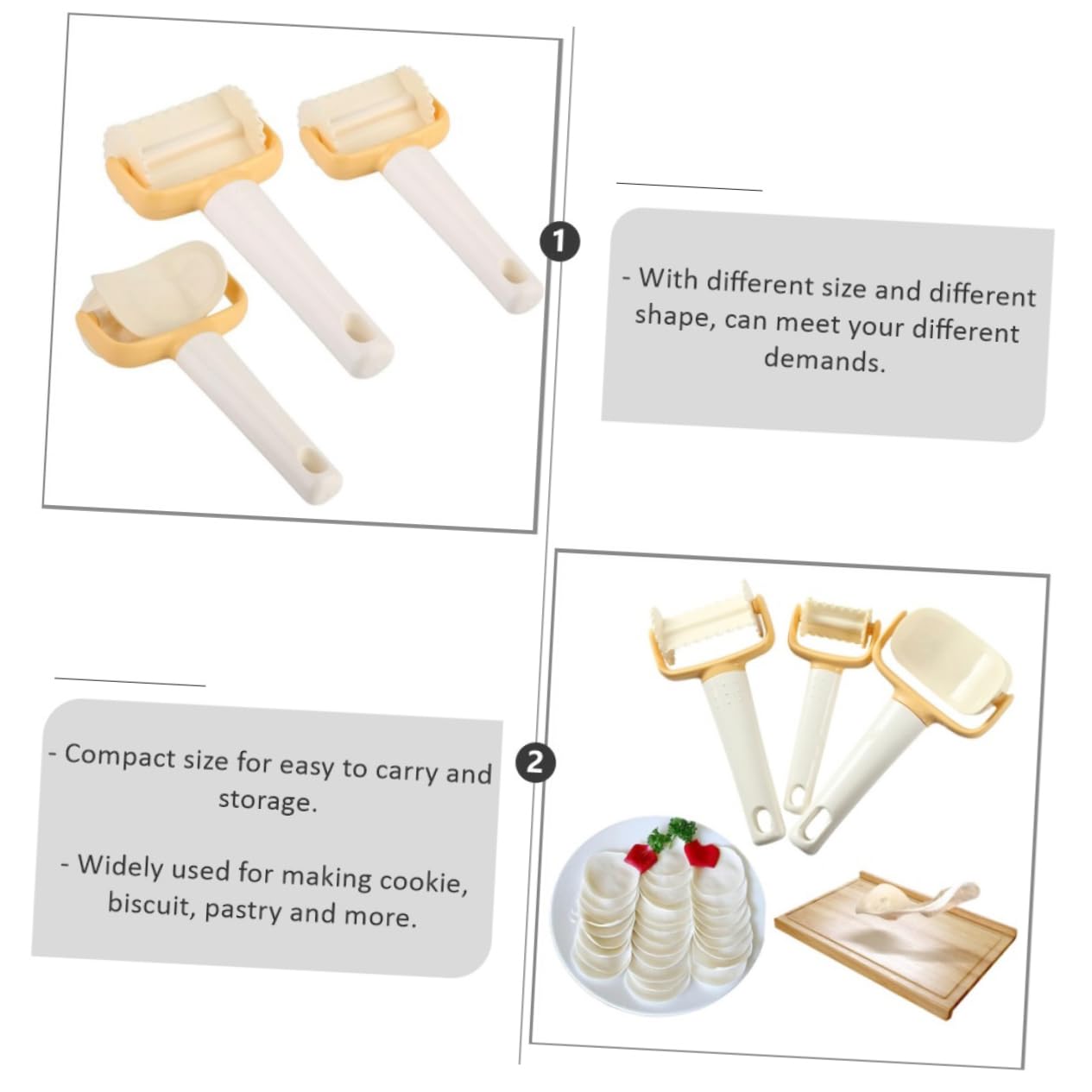 Cabilock 3 Ensembles 3 Pièces En Plastique Pâte Fondant Gâteau Outil De Coupe Stauffers Biscuits Biscuits Cannelés Coupe-Pâtisserie Roue Biscuit Rouleau Coupe Emporte-Pièces