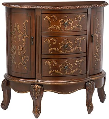 Design Toscano Villa Lucchesi Serpentine Console Table with Drawers and Cupbords, 32 Inches Wide, 13 Inches Deep, 30 Inches High, Full Color Finish