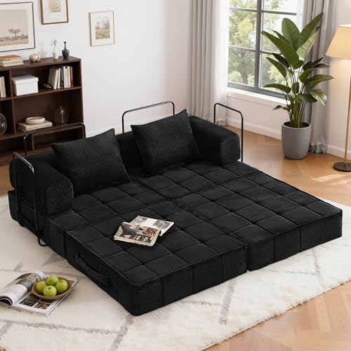 Korser 6-in-1 Convertible Sleeper Sofa Bed, Corduroy Folding Mattress Couch