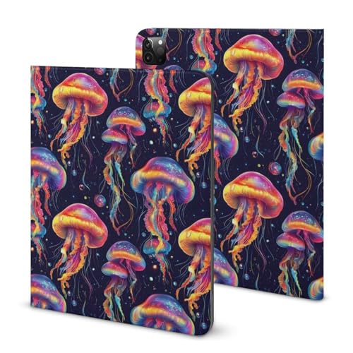 Coque iPad Pro 11 pouces méduse colorée idéale pour travailler au café ou en voyage