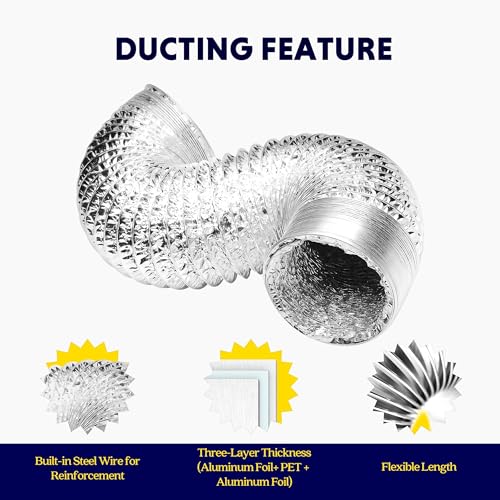 Ipower 4 INCH 8 FEET NON-INSULATED Flex Air Aluminum Foil Ducting Dryer Vent Hose For Hvac Ventilation thumb #2