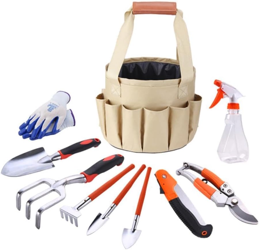 Garden Tools Set 10pcs Kit Hoe Rake Shovel Weeding Tools Durable Easy to Carry Ideal for Flower Vegetable Gardening