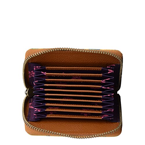 Image of Anuschka Women's Hand-Painted Genuine Leather Accordion Style Credit and Business Card Holder - Caribbean Garden