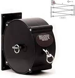 Varal Retrátil Parede Recolhível Roupas Corda 30m Manivela Cores Trevisan (Preto)