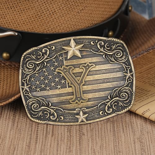 Image of Western Belt Buckle for Men Women Initial Letter A to Z Cowboy Belt Buckle Texas Buckle hebillas vaqueras para hombre