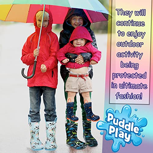 Puddle Play Waterproof Aqua Panda Pvc Rain Boots Easy-On Handles - Blue - Size 13 Little Kid #TOP3