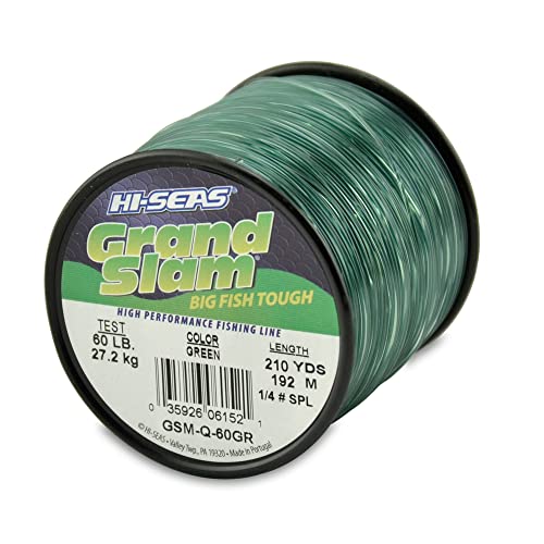 Hi-Seas Grand Slam Monofilament Line, 60 lb / 27.2 kg Test, .031 in / 0.80 mm Dia, Green, 210 yd / 192 m
