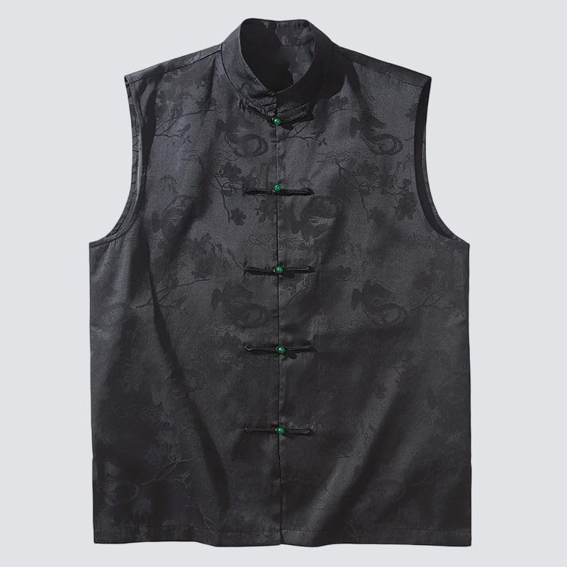 Chaleco de traje estilo chino para hombre con estampado vintage 5