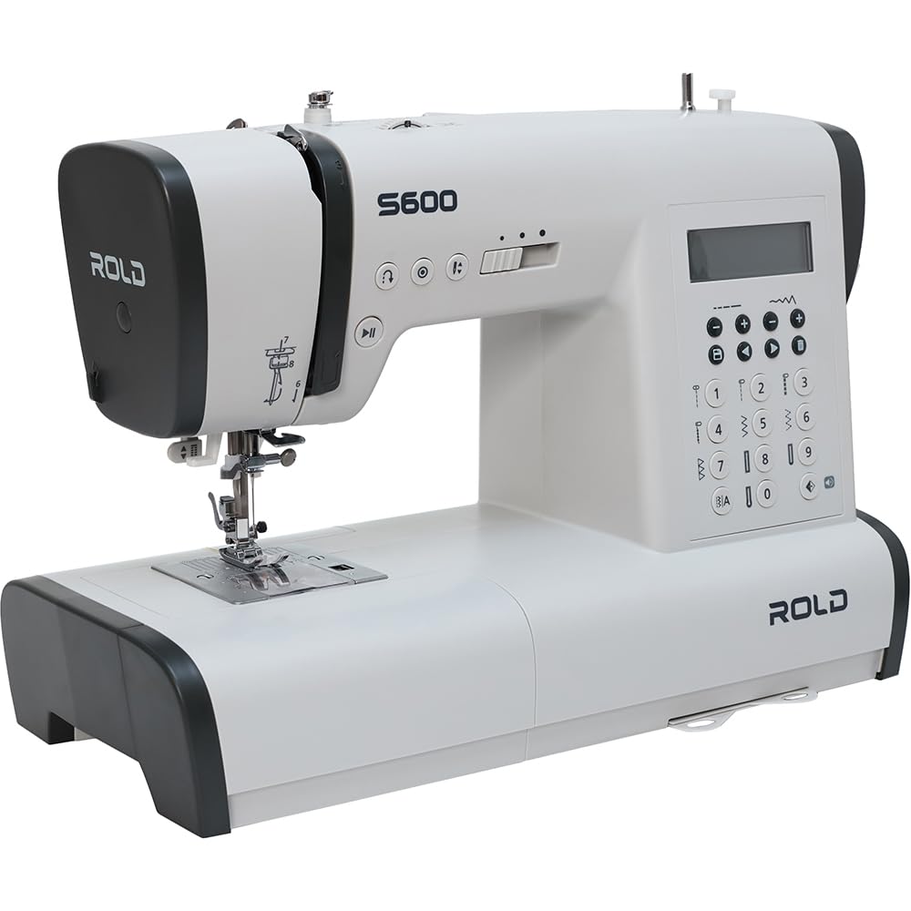 ROLD S600 Computernähmaschine – 197 Stichprogramme, 7 automatische Knopflöcher, Horizontalgreifer, automatischer Nadeleinfädler & Start/Stopp-Taste | Metallrahmen & LED-Beleuchtung