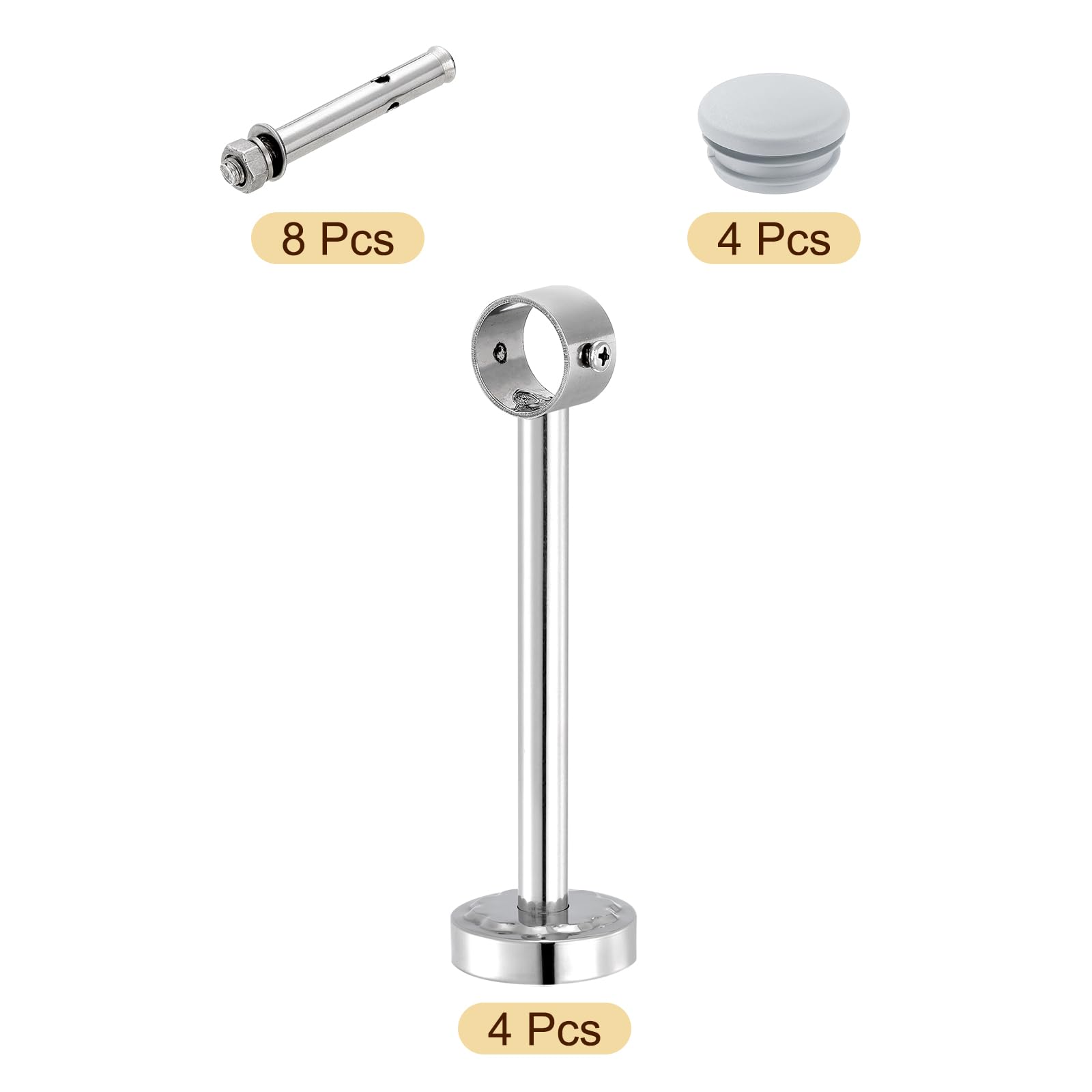 QUARKZMAN 4 Set Support Tringle à Rideaux pour Tuyau 32mm, Longueur 250mm