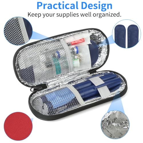 Image of Insulin Pen Cooler Travel Case with 2 Reusable TSA Approved Ice Packs, Diabetic Medication Insulated Cooler Bag for Insulin Pens and Other Diabetic Supplies Storage Red