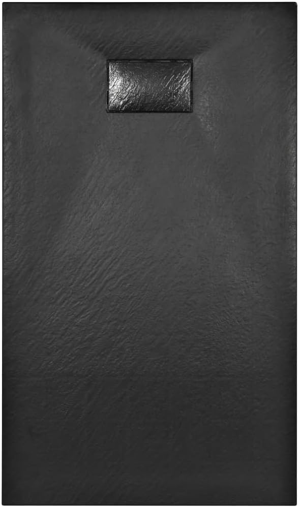 vidaXL Shower Base Tray - Low-Profile, Scratch-, SMC Material, Black, 47.2"x27.6"