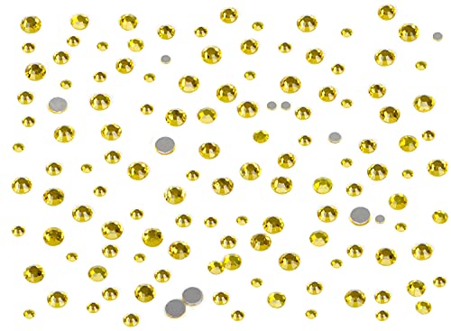 Image of 7200 Pieces Nail Rhinestones Non-Magnetic Round Glue Flat Glass Nail Art Rhinestones for Jewelry Making with a Pen (6 Sizes 7200Pcs), Citrine