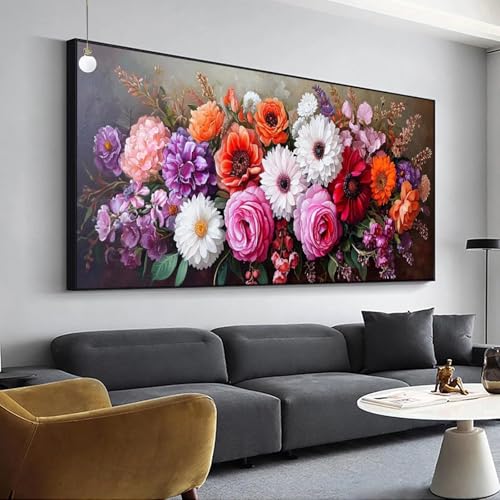 Peinture diamant fleurs 5D grand format pour décorer le salon avec un art du diamant