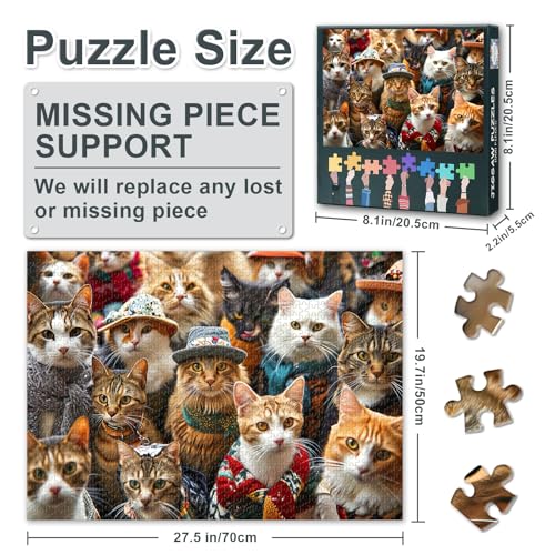 Rompecabezas de 1000 piezas de gatos, el regalo ideal de desafío intelectual de 50 x 70 cm 2