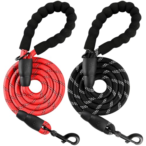 BARKBAY Dog Leash for Medium Large Dogs,Heavy Duty,Padded Handle-2 Pack,5FT
