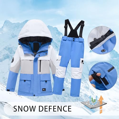 Boys Girls High Visibility 2-Piece Snowsuit Jacket and Snow Bib 2 Piece Outwear Ski Suit Girls Snowsuit2