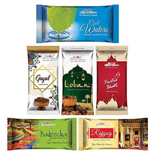 Image of Shah Fragrances Meditation Combo Zipper Packs Incense Sticks (Pack of 6)(710 GMS)