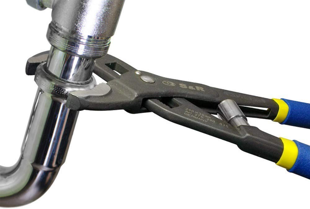 S&R Pince Multiprise Automatique Professionnelle, 300x40mm, CR-V, poignées double revêtement.