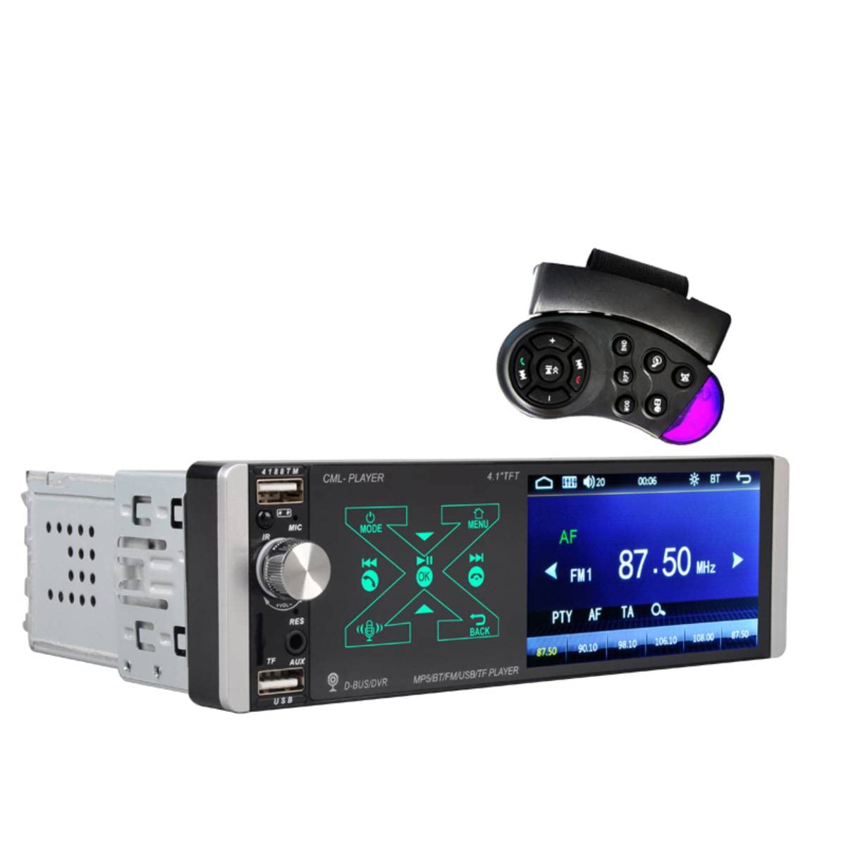 Singolo lingotto MP5 Bluetooth Smart AI Lettore Schermo Capacitivo vocale 4188TM + Telecomando al Volante (Comune)