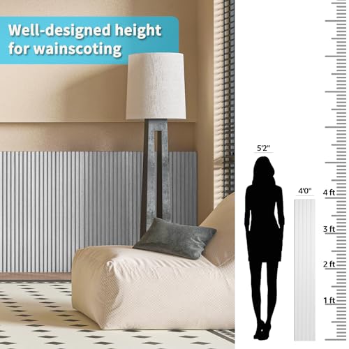 Image of Art3d 48 x 6 in WPC Wood Slat Wall Panels, 3D Wall Accents, 16-Pack, White