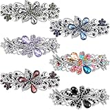 Geyoga 6 Pieces Vintage Hair Barrettes for Women Retro Flower French Pearl Crystal Rhinestones Clips Hair Pins for Women Styling Accessories(Delicate Style)