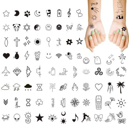 NIANOPKM Temporäre Tattoos-Sets,10 Blatt Hals, kleines Gesicht, Bohemian,...